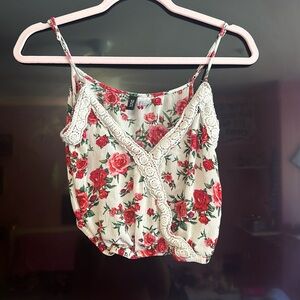cropped floral tank top